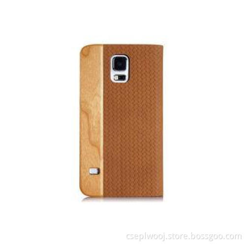 Wood Samsung Galaxy S5 Wallet Case Brown Personalized Leath